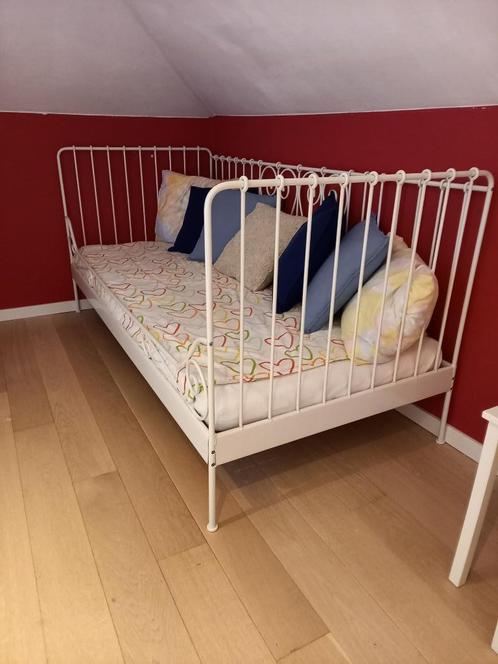 Metalen 1 persoonsbed met Lattoflex, Huis en Inrichting, Slaapkamer | Bedden, Zo goed als nieuw, Eenpersoons, 90 cm, 200 cm, Metaal