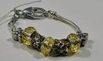 Zilverkleurige armband met gele kralen, Ophalen of Verzenden, Nieuw, Geel, Met bedels of kralen