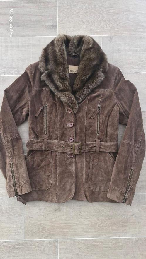 Korte winterjas in nubuck, mt40, Kleding | Dames, Jassen | Winter, Nieuw, Maat 38/40 (M), Bruin, Ophalen of Verzenden