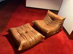 Cognac leather togo set 1seater / Corner + ottoman, Ophalen of Verzenden, Cassina sede artifort leolux togo ligne roset b&b italia knoll