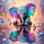 Miroir éléphant Diamond Painting 30x30cm (rond), Envoi, Neuf, Bricolage