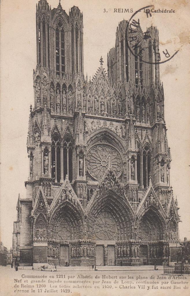 1914 - FRANKRIJK - Reims: La Cathédrale + MARNE, Verzamelen, Postkaarten | Buitenland, Gelopen, Frankrijk, Voor 1920, Verzenden