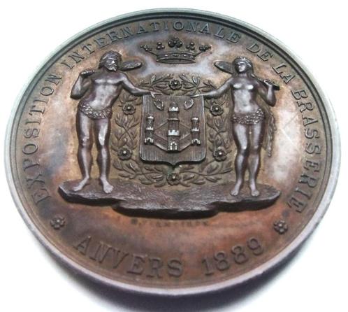 medaille 1889 Vermeiren exposition internationale brasserie, Postzegels en Munten, Penningen en Medailles, Brons, Ophalen of Verzenden