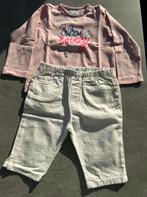 Petit Filou, witte broek + roze t-shirt "What a lovely day",, Meisje, Ophalen of Verzenden, Zo goed als nieuw, Setje