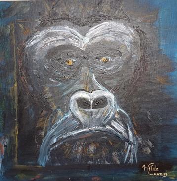 Schilderij gorilla, olieverf paletmes, nieuw. beschikbaar voor biedingen