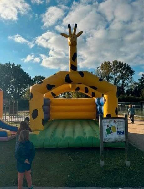 Springkasteel huren – Giraffe met lange nek, Kinderen en Baby's, Speelgoed | Buiten | Springkussens, Zo goed als nieuw, Ophalen of Verzenden