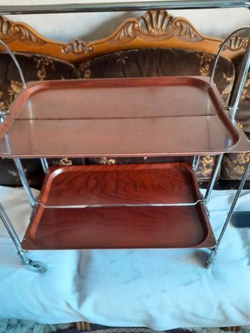 Etagere diensttrolley vintage met stempel, Antiek en Kunst, Curiosa en Brocante, Ophalen of Verzenden