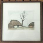 Litho van Dirk Baksteen 'Oude schuren', Antiek en Kunst, Ophalen of Verzenden