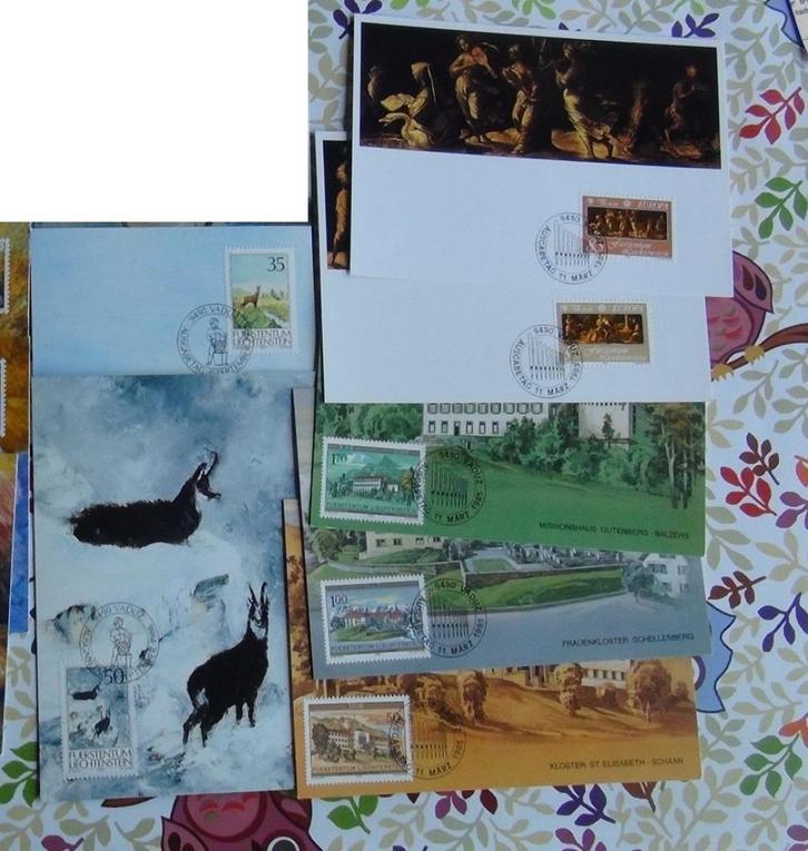 Setje FDC uit Liechtenstein, Postzegels en Munten, Postzegels | Eerstedagenveloppen, Onbeschreven, Ophalen of Verzenden