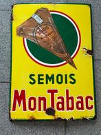 Plaque émaillée semois mon tabac, Collections, Marques & Objets publicitaires, Enlèvement, Utilisé, Panneau publicitaire