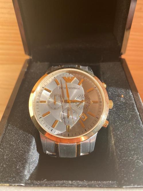 Herenhorloge Emporio Armani AR11076 goud-zilverkleurig, Handtassen en Accessoires, Horloges | Heren, Zo goed als nieuw, Polshorloge