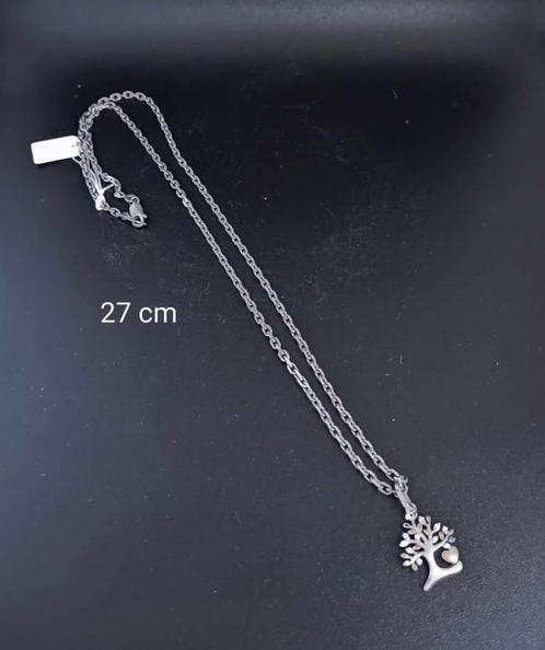 Ketting met „tree of life” hanger, sterling zilver en tweekl, Handtassen en Accessoires, Kettinghangers, Nieuw, Zilver, Zilver
