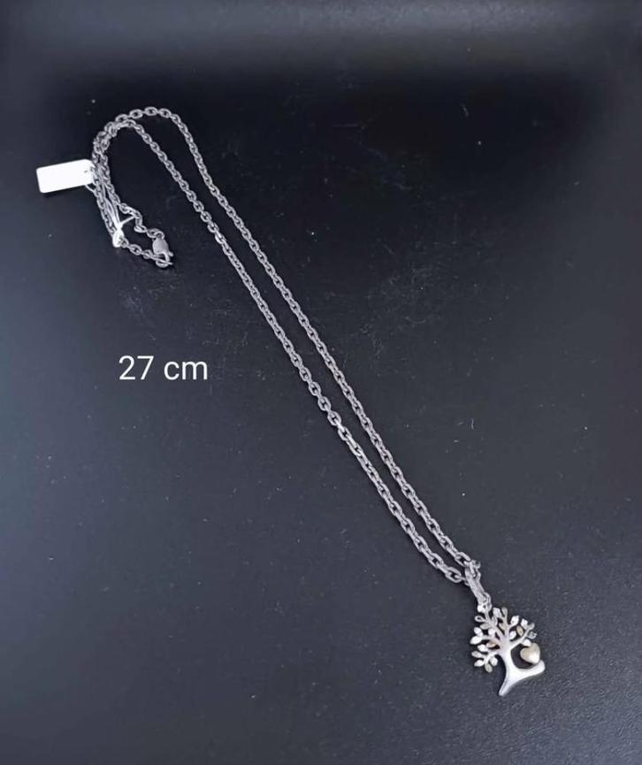 Ketting met „tree of life” hanger, sterling zilver en tweekl, Handtassen en Accessoires, Kettinghangers, Nieuw, Zilver, Zilver