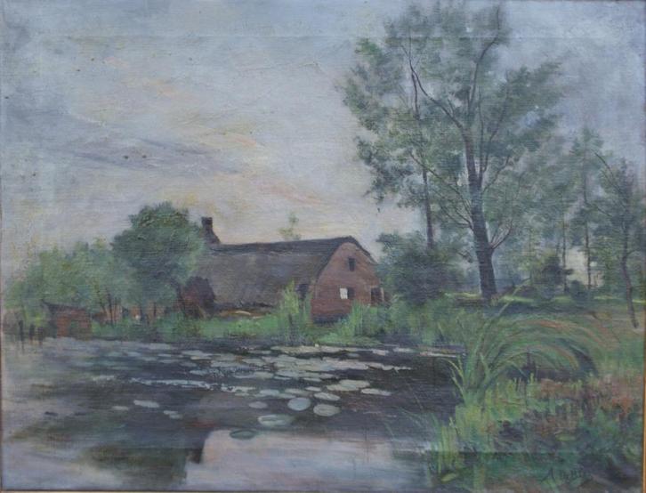 August De Bats (1856-1937): Landschap (O/D, 83 x 68 cm), Antiek en Kunst, Kunst | Schilderijen | Klassiek, Ophalen of Verzenden
