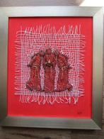 Bild von Pili: Heilige 3 Könige aus Drahtgestell mit Rahmen, Antiquités & Art, Art | Peinture | Moderne, Enlèvement ou Envoi