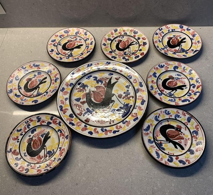 7 handbeschildere borden uit Italie, Antiek en Kunst, Antiek | Wandborden en Tegels, Ophalen of Verzenden