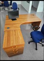 Bureau avec commode 3 tiroirs en bois, Maison & Meubles, Bureaux, Comme neuf