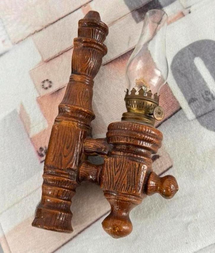 Antiek 1980 vintage wandlamp olielamp stormlamp lantaarn, Antiek en Kunst, Antiek | Verlichting, Ophalen of Verzenden