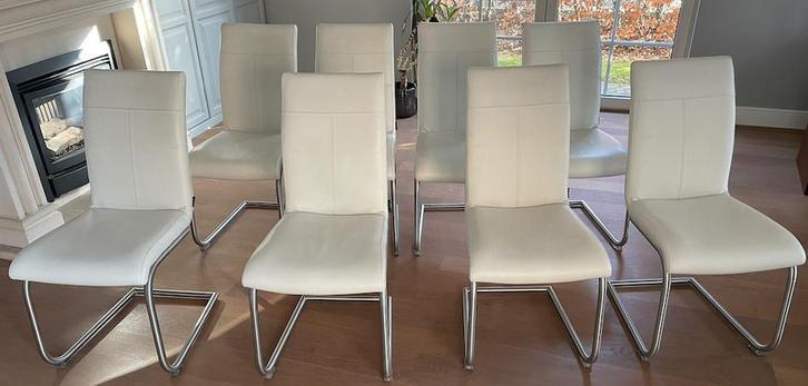 Eetkamerstoelen Henders & Hazel, Maison & Meubles, Chaises, Cuir, Autres matériaux, Blanc, Enlèvement