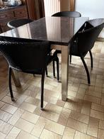 keukentafel + 4 stoelen, Huis en Inrichting, Ophalen, Zo goed als nieuw, Zwart