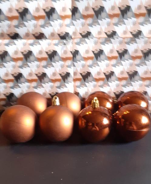 lot de 8 boules de noel 6 cm brun rouille, Diversen, Kerst, Gebruikt, Ophalen of Verzenden