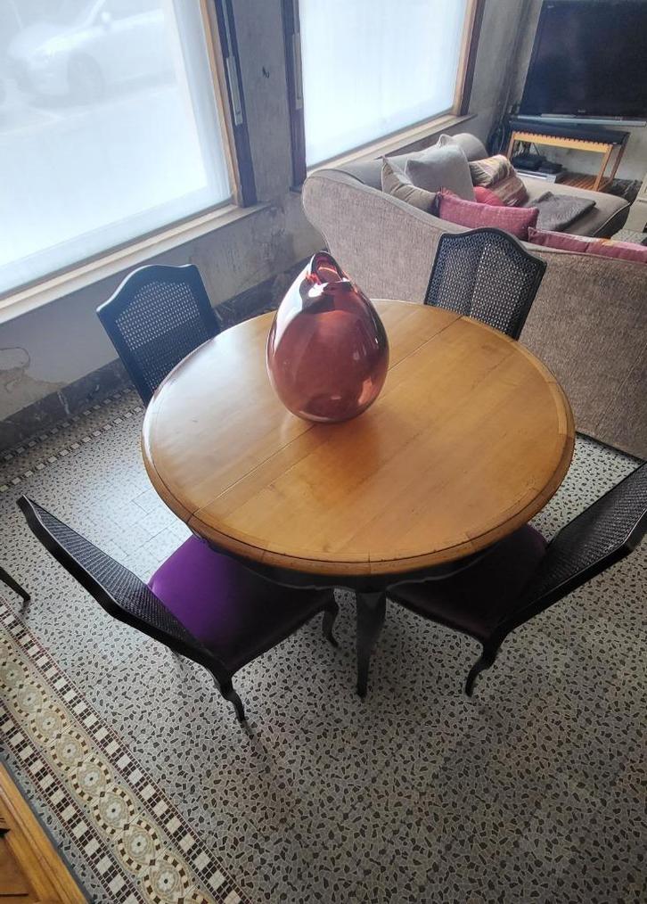 Tafel en stoelen Roche Bobois, Huis en Inrichting, Stoelen, Zo goed als nieuw, Vier, Hout, Ophalen