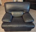 Zwarte leren zetels, Huis en Inrichting, Zetels | Zetels, Ophalen, Gebruikt, Rechte bank, Leer