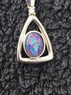 Regenboog Opaal triplet Rodium plated Sterling Zilver, Met edelsteen, Nieuw, Ophalen of Verzenden, Zilver