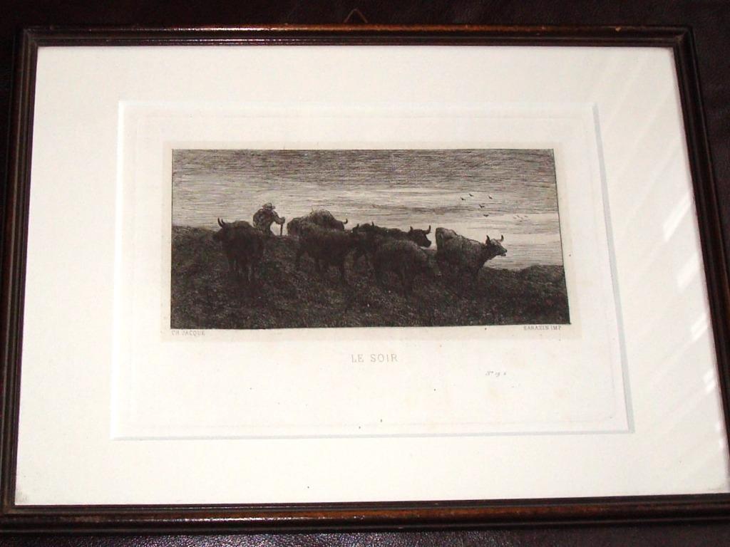 GRAVURE EAU-FORTE INTÉRIEUR Grotte Jean-Jacques Rousseau aux Etroits