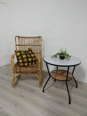 Vintage midcentury rotan lounge stoel  beschikbaar voor biedingen