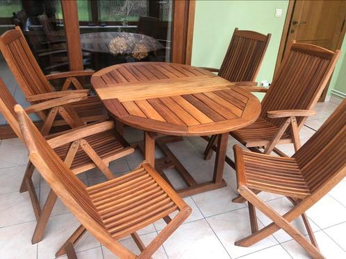 Tuinset teak Tafel en 6 stoelen, Tuin en Terras, Tuinsets en Loungesets, Tuinset, Ophalen