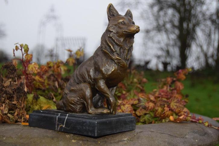 Schitterende bronzen vos op marmeren voet, Antiek en Kunst, Antiek | Brons en Koper, Brons, Ophalen of Verzenden