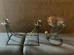 Metalen kandelaar en vaas te koop, Huis en Inrichting, Ophalen, Zo goed als nieuw, Kandelaar