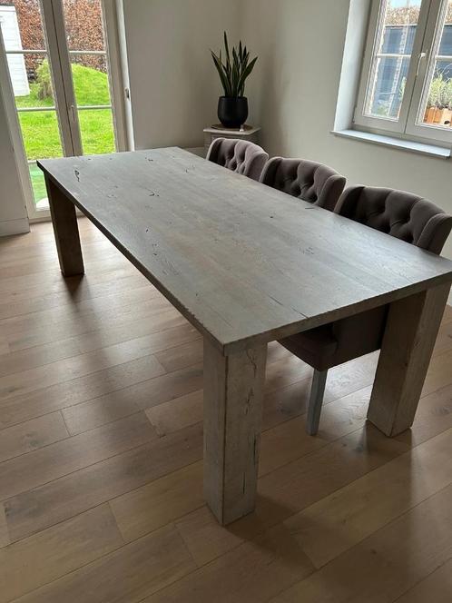 Eiken eettafel met 6 stoelen – Tijdloze, landelijke stijl, Huis en Inrichting, Tafels | Eettafels, Zo goed als nieuw, Ophalen