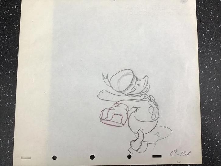Echte originele Walt Disney Company  Donald Duck tekening, Antiek en Kunst, Kunst | Tekeningen en Fotografie, Ophalen of Verzenden