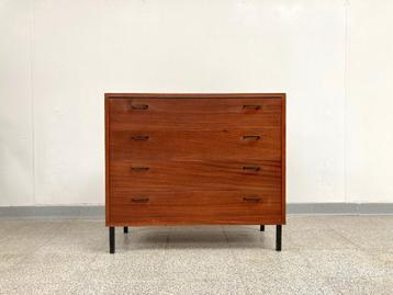 Vintage mid-century teakhouten ladekastje beschikbaar voor biedingen