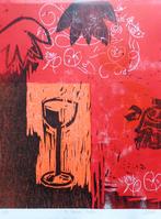 HILDE VAN DEN HEUVEL / KUNSTMAP 3x3 / HOUTSNEDE 65x50cm SIG, Antiek en Kunst, Kunst | Litho's en Zeefdrukken, Ophalen of Verzenden