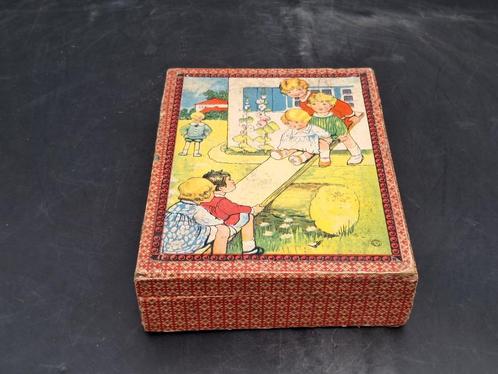 oude blokkendoos met 6 verschillende tekeningen, jaren 1950, Antiek en Kunst, Curiosa en Brocante, Ophalen of Verzenden