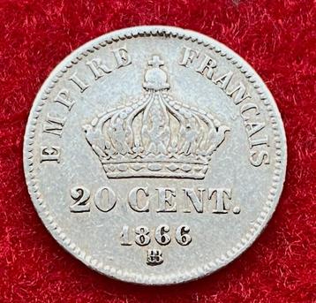 Muntencollectie - Franse munten van 20 cent 1866-67 beschikbaar voor biedingen