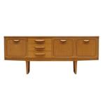 Vintage teak design dressoir met stijlvolle handgrepen '60, Met deur(en), Design, 150 tot 200 cm, Teakhout