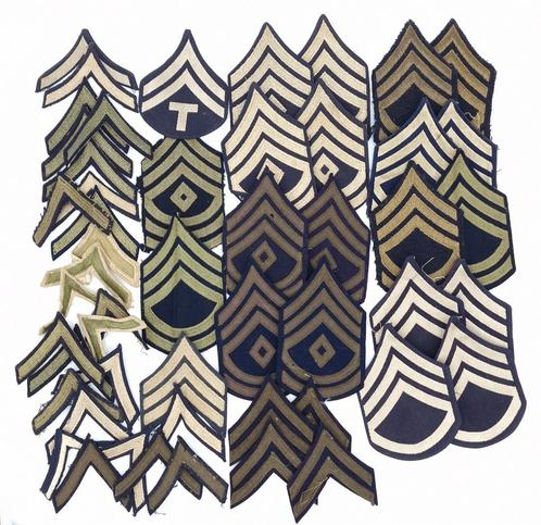 US WWII Chevrons, PFC, Sergeant, rayon & wool (Lot 2), Verzamelen, Militaria | Tweede Wereldoorlog, Landmacht, Kleding of Schoenen