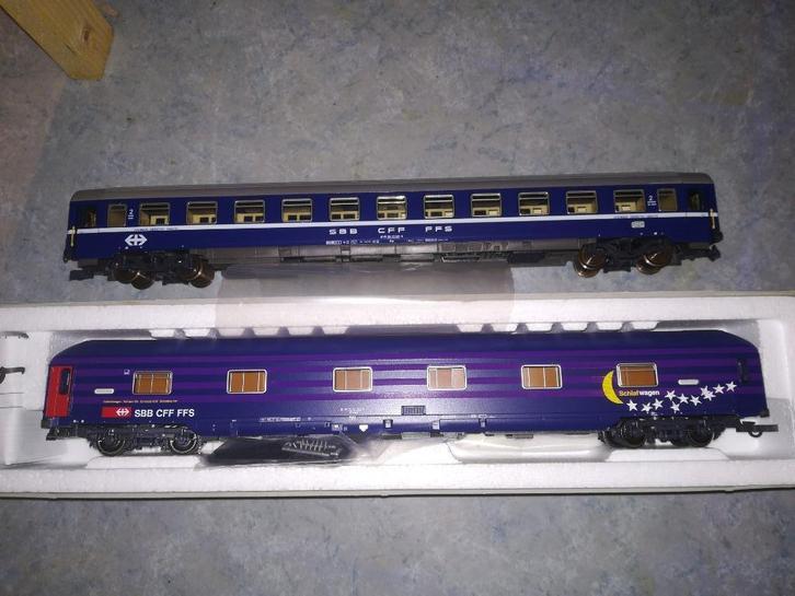 Set Roco H0 1/87 303mm 2 auto's SBB CFF WLABM+BCM UIC-Z, Hobby en Vrije tijd, Modeltreinen | H0, Zo goed als nieuw, Wagon, Gelijkstroom of Wisselstroom