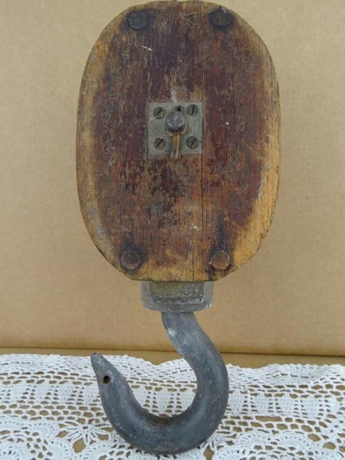 Katrol antiek katrol industrieel katrol dubbel catrol 1950, Antiek en Kunst, Antiek | Gereedschap en Instrumenten, Ophalen of Verzenden
