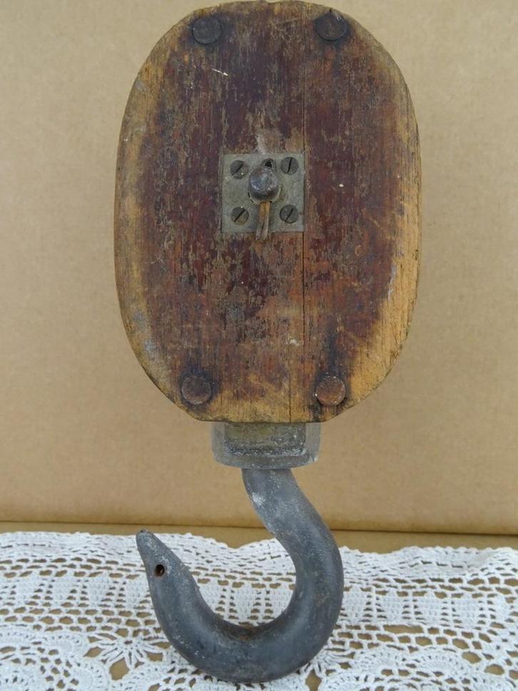 Katrol antiek katrol industrieel katrol dubbel catrol 1950, Antiek en Kunst, Antiek | Gereedschap en Instrumenten, Ophalen of Verzenden