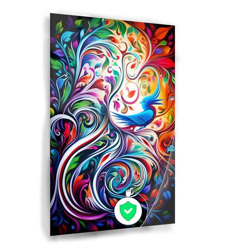 Poster Oiseau dans une nature abstraite colorée 50x75cm bril, Maison & Meubles, Accessoires pour la Maison | Décorations murale