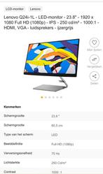 LENOVO 24 inch LED MONITOR NIEUW, Computers en Software, Monitoren, 61 t/m 100 Hz, Ingebouwde speakers, LED, Ophalen of Verzenden