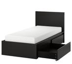 2 lits IKEA MALM comme neufs, Maison & Meubles, Enlèvement, Noir