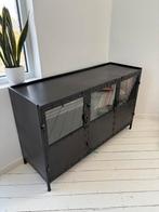 vitrine tv kast zwart 130x43x79, Huis en Inrichting, Ophalen, 100 tot 150 cm, Zo goed als nieuw, Metaal