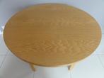 Uittrekbare ronde eettafel - fineer blanke eik, Huis en Inrichting, Tafels | Eettafels, Ophalen, Gebruikt, Vijf personen of meer