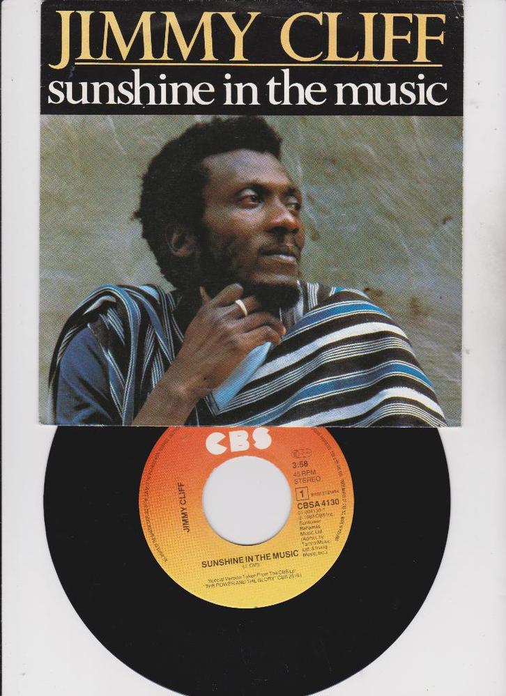 Jimmy Cliff – Sunshine In The Music   1984, CD & DVD, Vinyles Singles, Comme neuf, Single, Pop, 7 pouces, Enlèvement ou Envoi